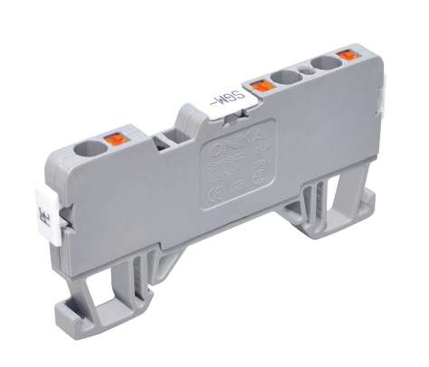 OPK-1G2C  2,5/5,9mm Клемма серая проходная 1вход/2 выхода закрытая, пружинные зажимы, 24A [ст.арт.1262]