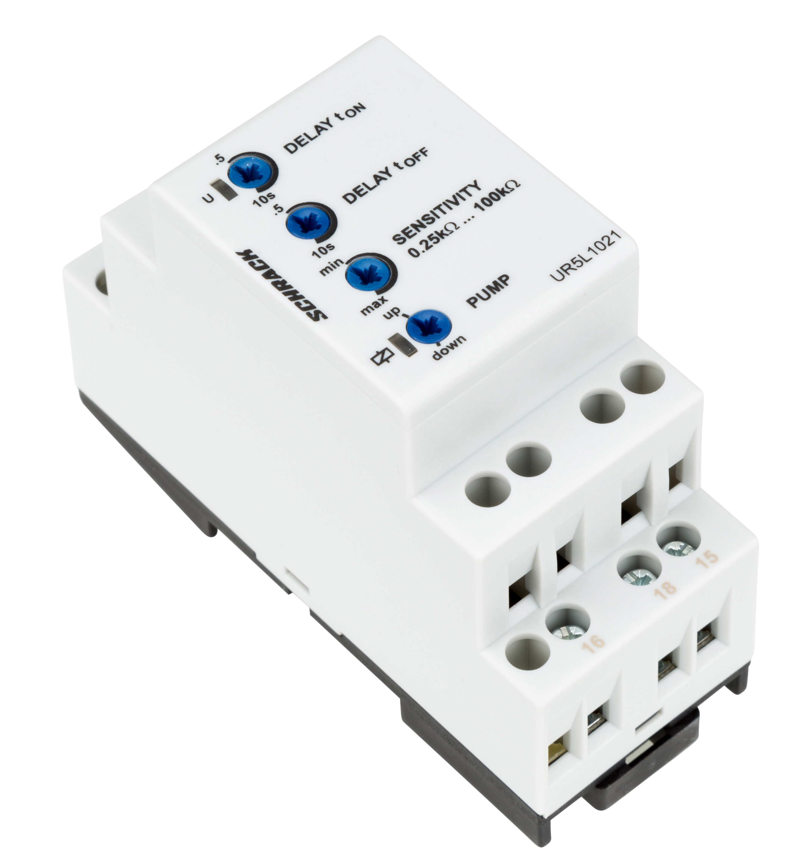 UR5L Реле контроля уровня жидкости 230VAC, 5A, 1ПК контакт, контроль min/max, до 3 датчиков