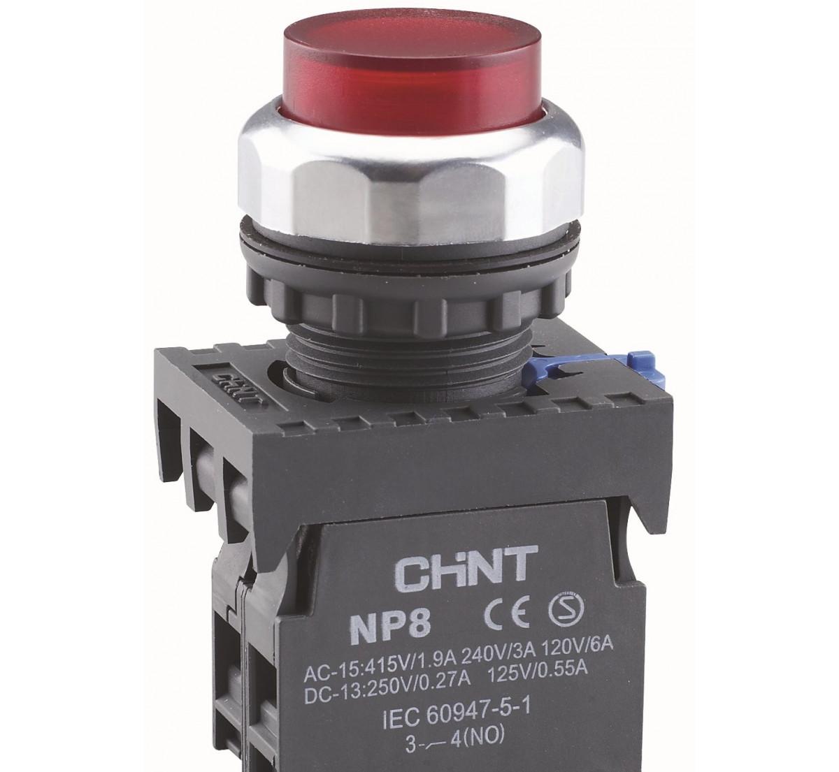 Кнопка управления NP8-11GND/1 1НО+1НЗ белая AC110В-220В(LED) IP65 (R)