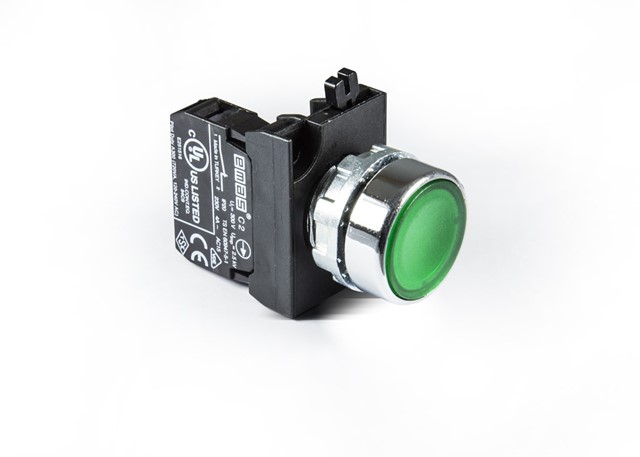 CM-D -G-(CA-C2)-IP65 Кнопка зеленая металлическая 1НЗ