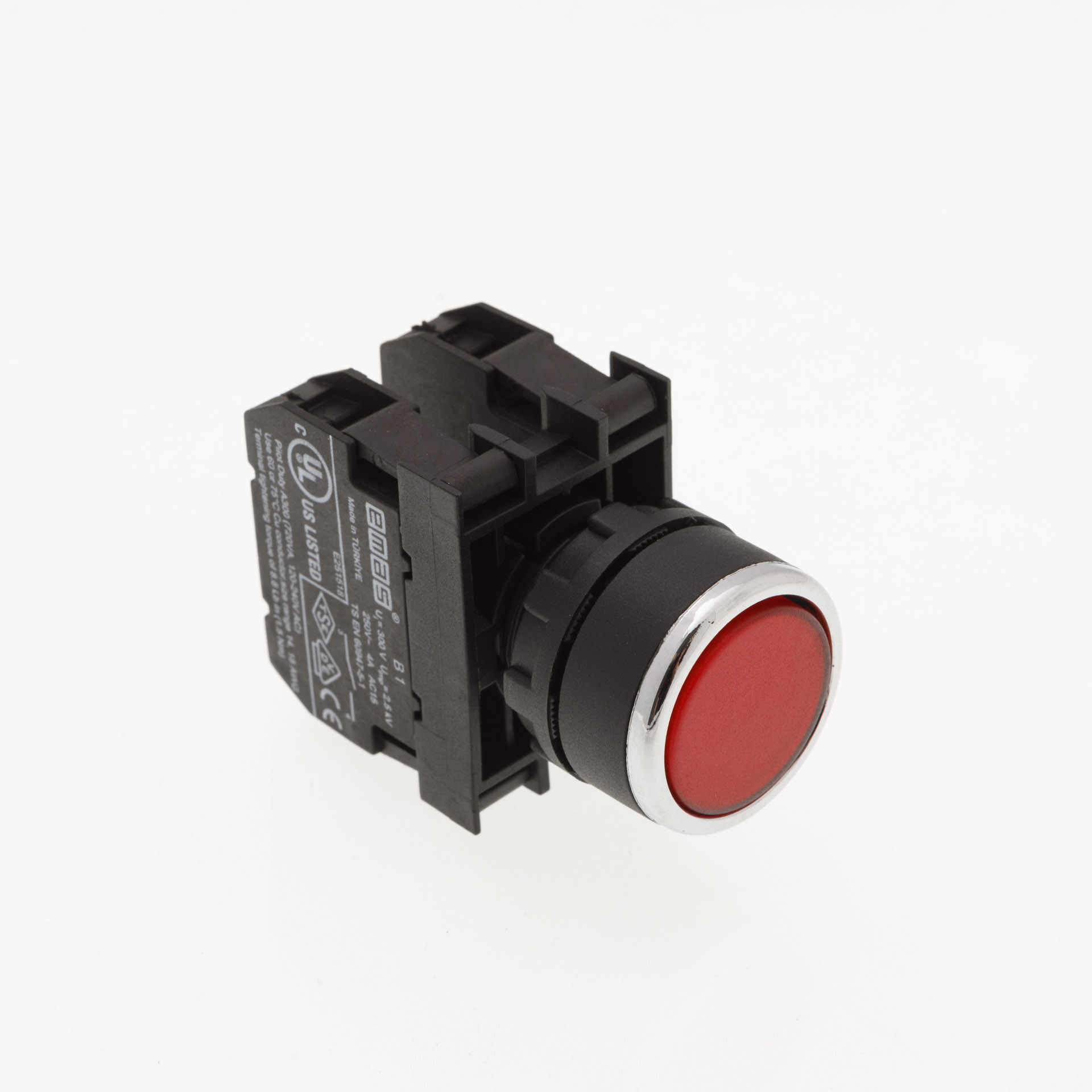 B-D -R-(BA-B1-B1)-IP50 Кнопка круглая без фиксации красная пластиковая 2НО