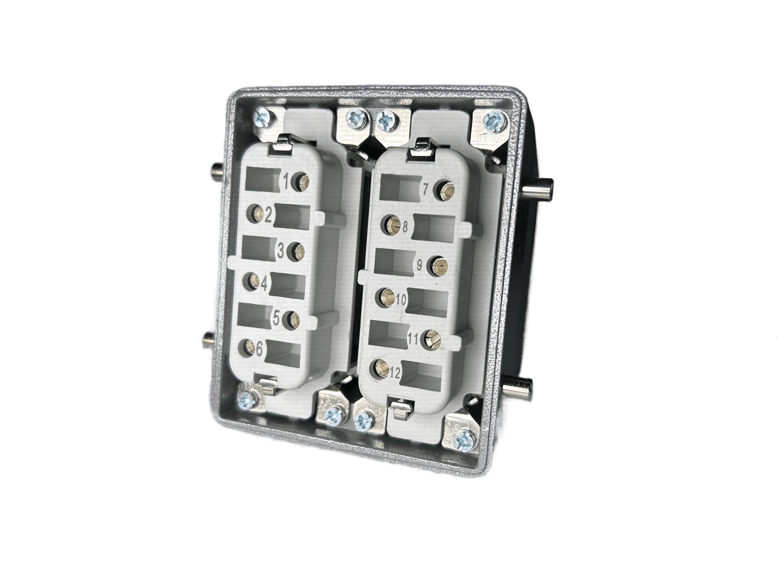 EB-M-612-PU-30-IP65 Розетка переносная металлическая 12 выводов 35А верхний ввод без фиксатора