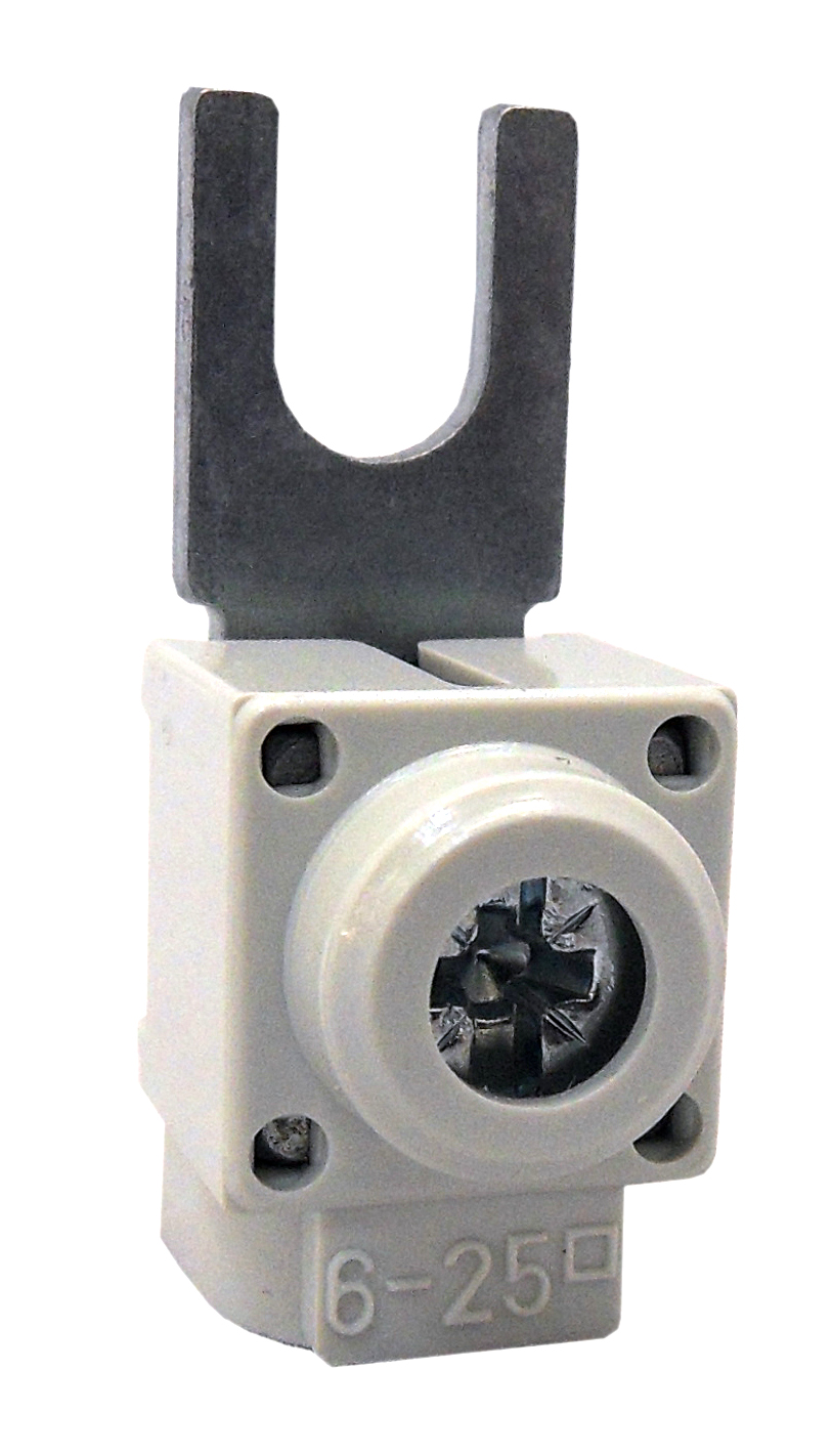 Зажим вилочный, подключ. прямо, для провода сечением 6-25мм, короткий