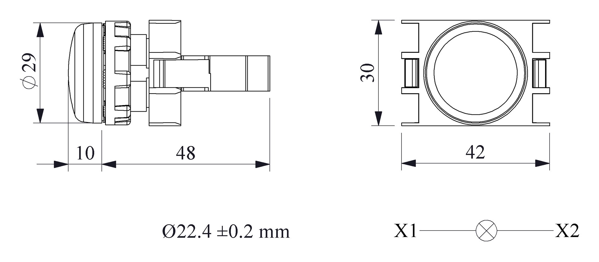 B-X-LED230-W-IP50 Сигнальная арматура белая пластиковая LED 100-230V AC