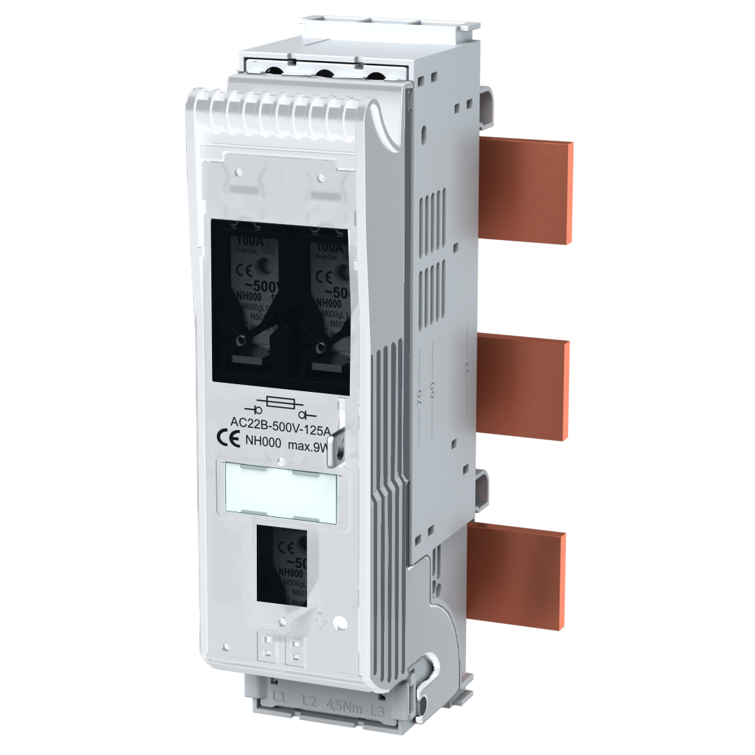 Горизонтальный ПВР ARROW BLUE-000-3/60/AU/F50 габарит NH000(125А) 3полюса, 1,5-50мм монтаж на шину