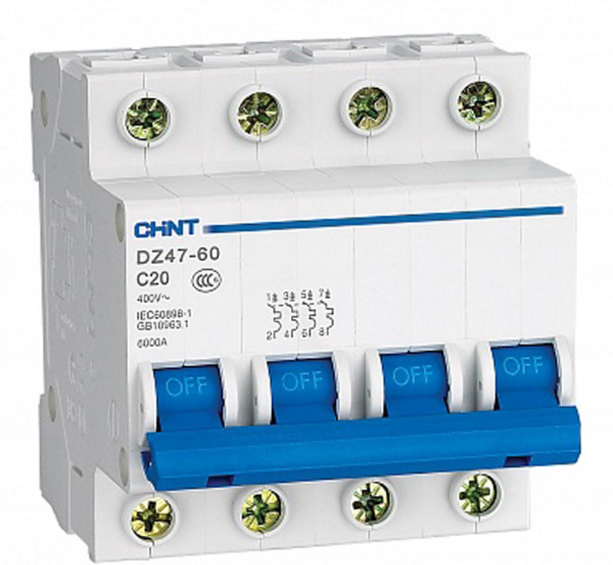 DZ47-60C 4P 32A 4.5kA х-ка C Автоматический выключатель (CHINT)