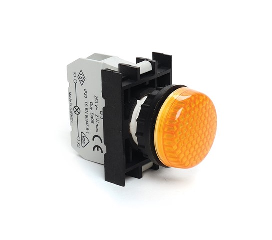 B-X-Ba9S- Y-IP50 Сигнальная арматура желтая пластиковая с блок контактом подсветки B3 без светодиода
