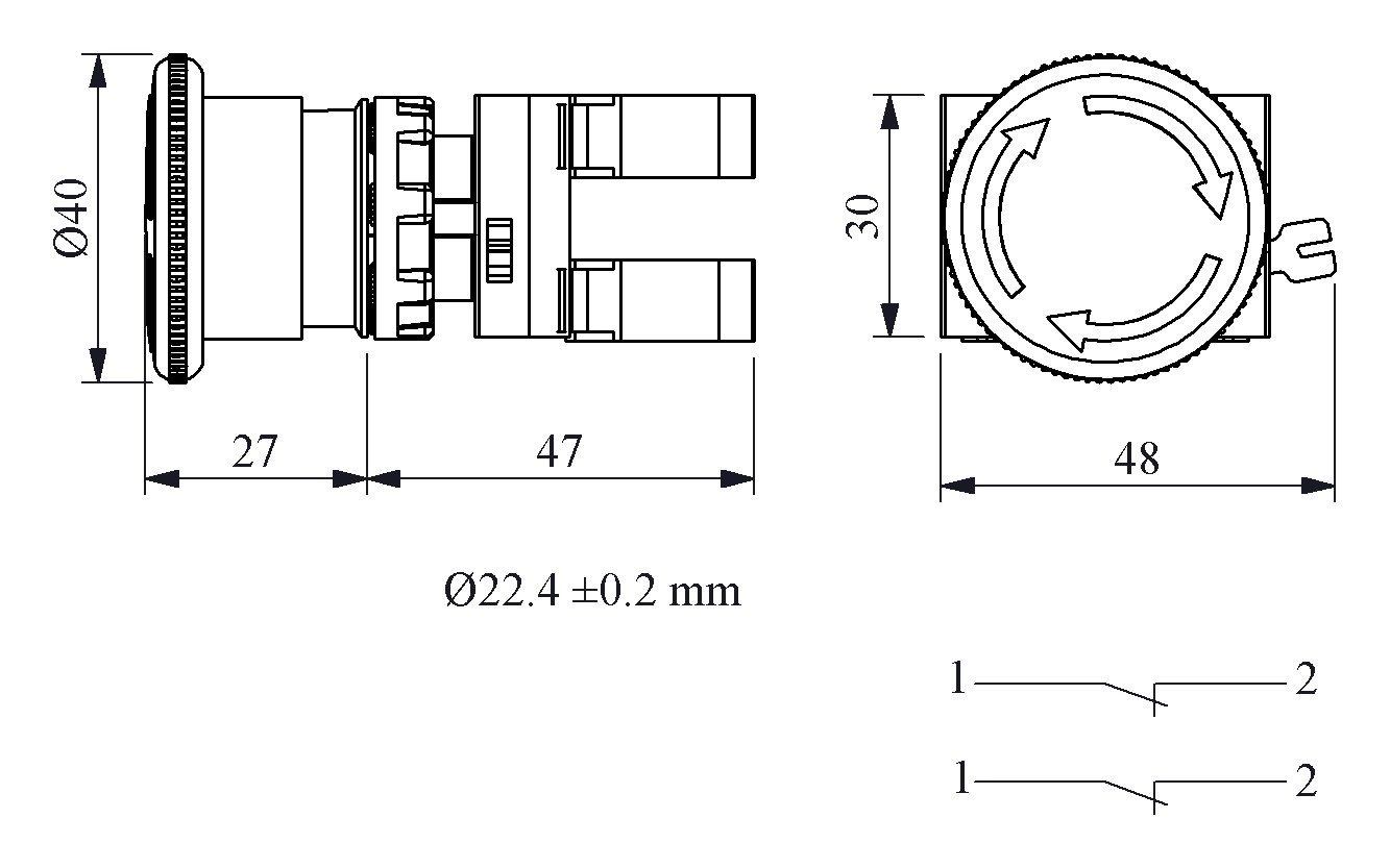 CP-E40R-R-IP65 (CA-C2-C2) Аварийная кнопка красная пластиковая "Грибок" д40 включение вращением 2НЗ