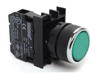 B-D -G-(BA-B1)-IP50 Кнопка круглая без фиксации зелёная пластиковая 1НО