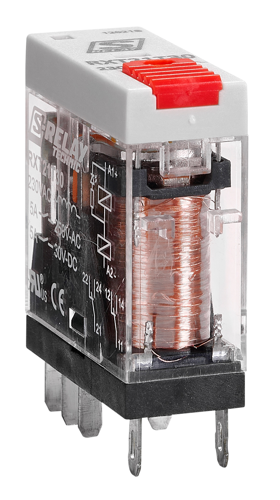 S-Relay  RXT промежуточное реле 2 переключ. контакта 5А, 230VAC, LED+тест-кнопка