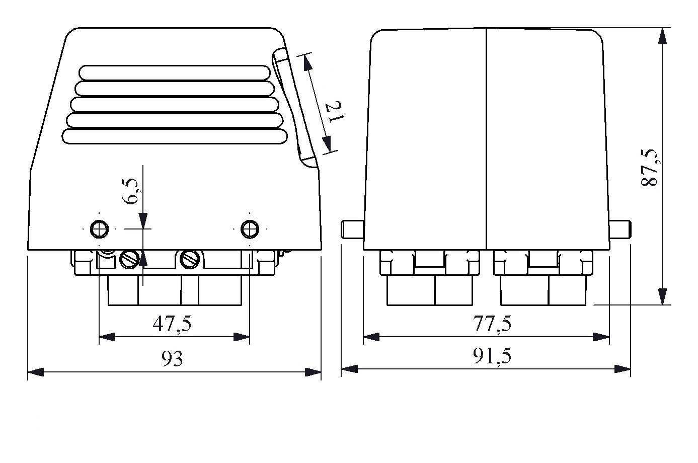 EB-M-812-FU-10-IP65 Вилка переносная металлическая 12 выводов 2x(4х80А+2х16A) боковой ввод без фиксатора