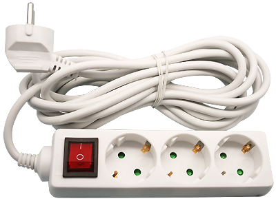 Удлинитель  5м, 3 розетки, с заземл., с выкл., з/шторки,  NPE-S1-03-500-ESC-3x0,75, 71514