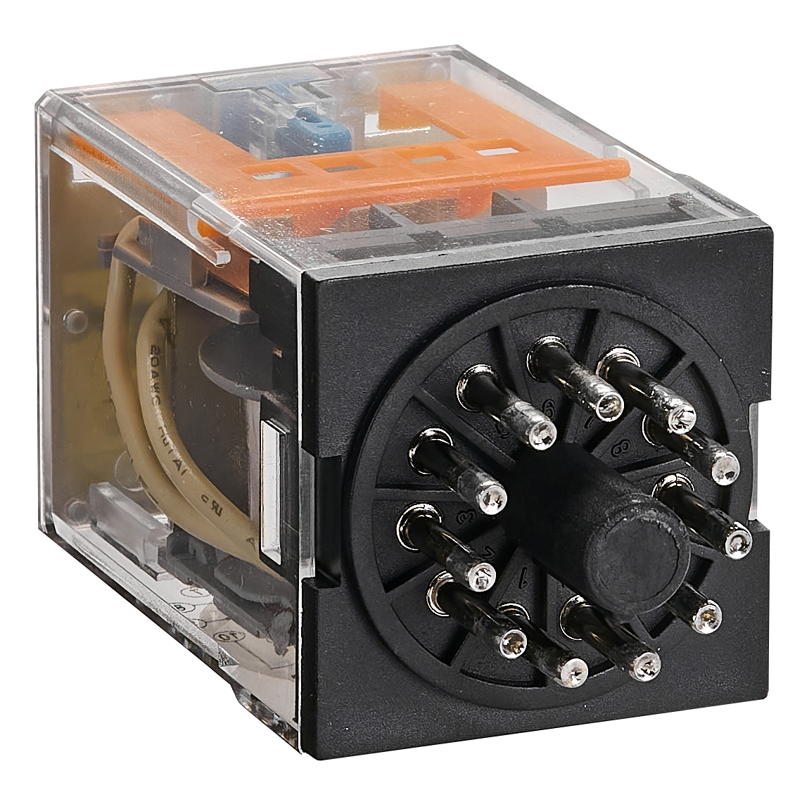 Вставное реле, 11 контактов, 3 перекидных контакта, 220 В пост. тока, 10 А