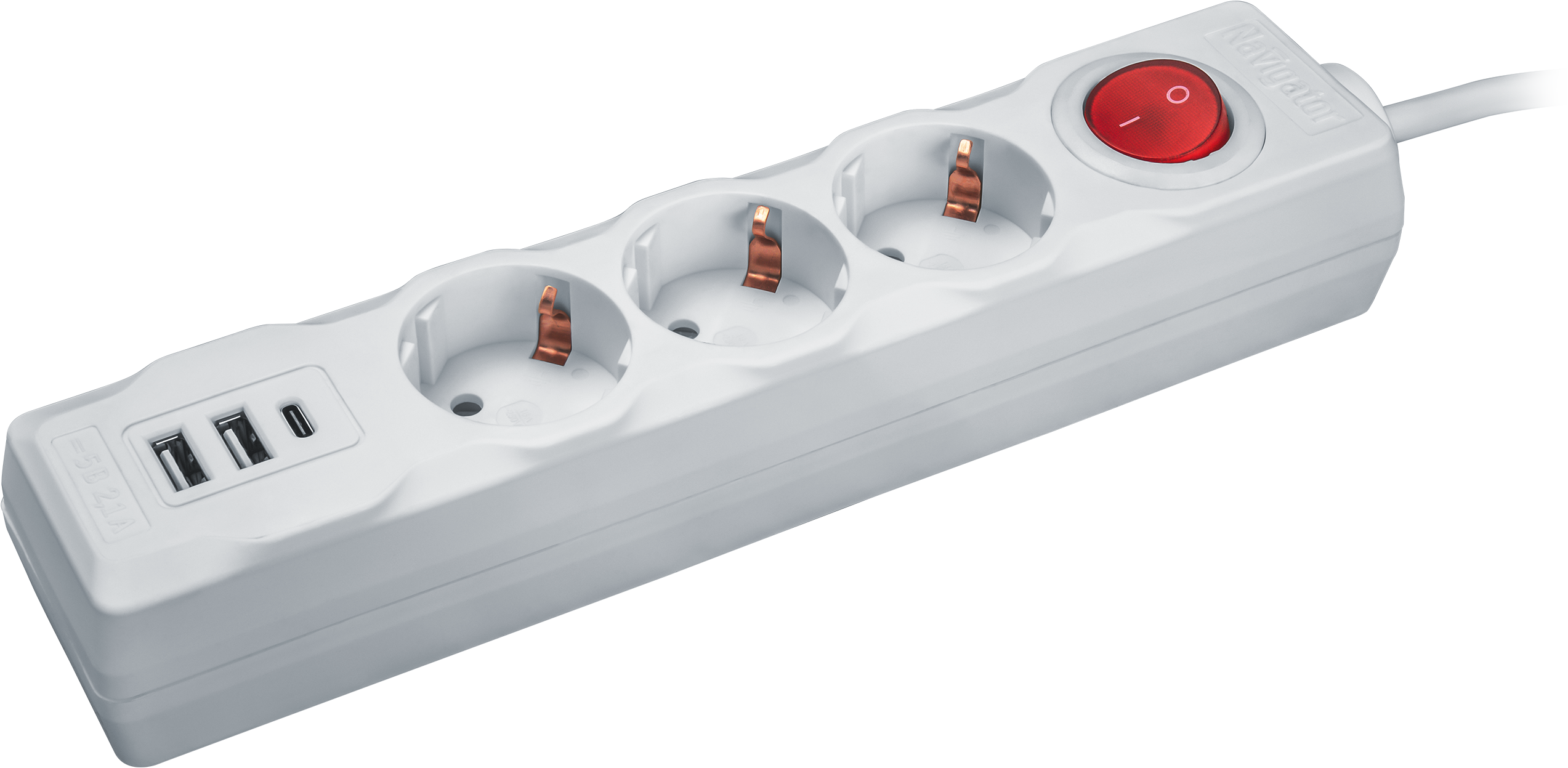 Удлинитель Navigator 61 455 NPE-USB01-03-180-ESC-3X1 с/з выкл.3 гн.1.8м USB2.1A