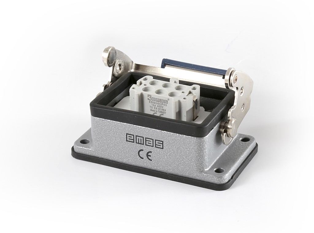 EB-M- 06-PM-46-IP65 Розетка стационарная встраиваемая металлическая 6 выводов 16А нижний ввод 2  фиксатора