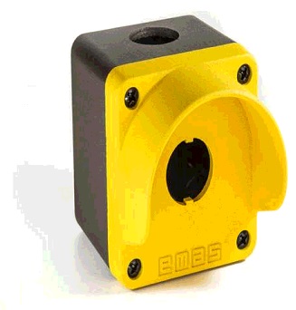 Корпус поста кнопочного M1 металлический на 1 место с козырьком, желто-черный IP67