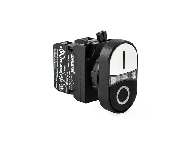 CP-K20-BW-(CA-C1-C2)-IP65 Кнопка черно-белая сдвоенная пластиковая (1НО+1НЗ)