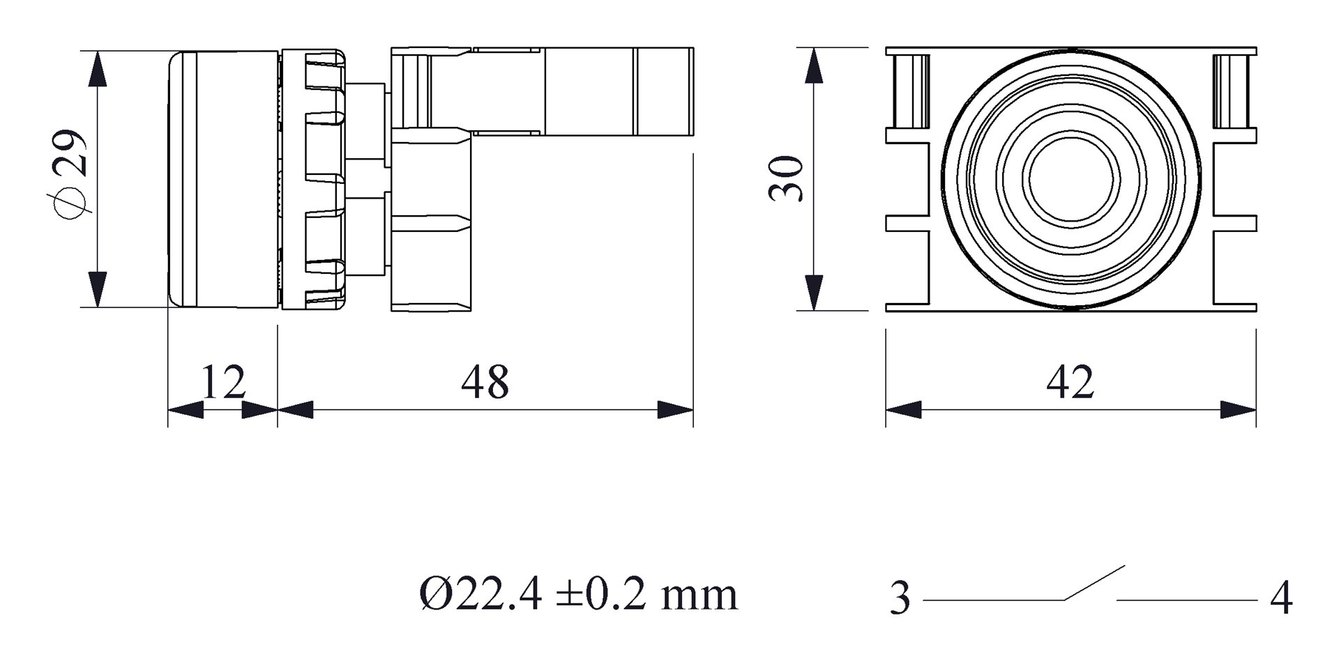 B-F -B-(BA-B1)-IP50 Кнопка с фиксацией синяя пластиковая 1НО