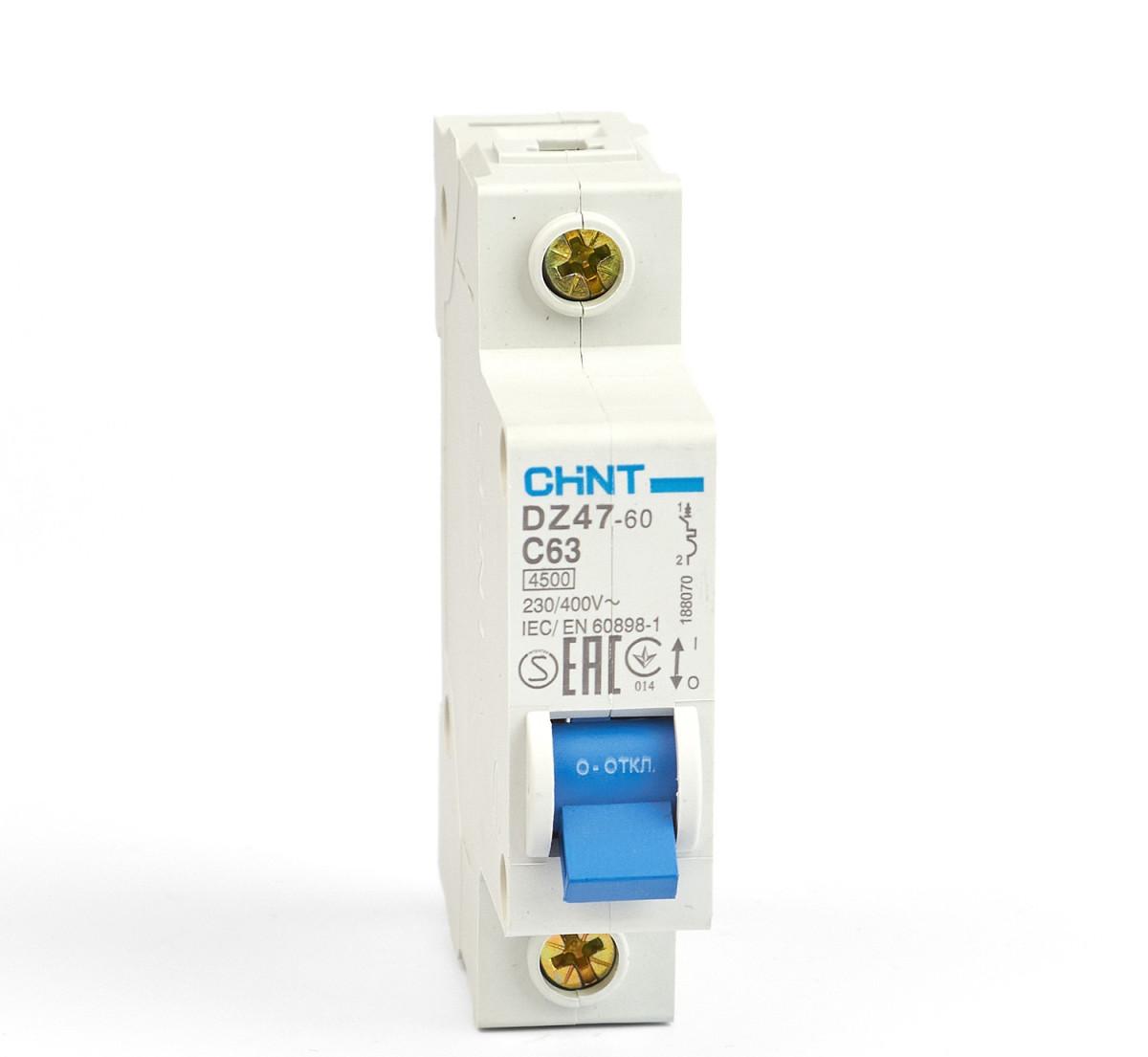 DZ47-60C 1P 63A 4.5kA х-ка C Автоматический выключатель (CHINT)