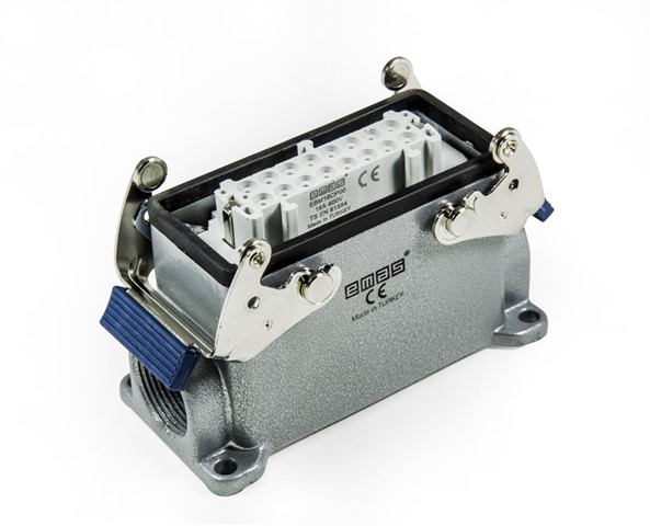 EB-M- 16-PD-27-IP65 Розетка стационарная на плоскость металлическая 16 выводов 16А два боковых ввода