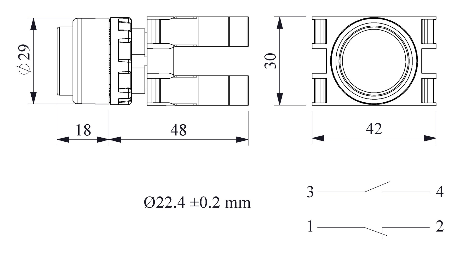 B-H -G-(BA-B1-B2)-IP50 Кнопка выступающая зеленая пластиковая 1НО+1НЗ