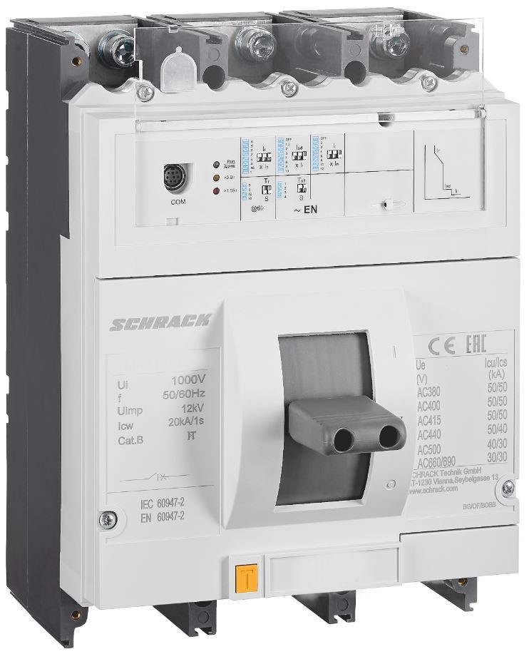 MX2-3- 50N-EN063 In= 63A, Ir=0,4-1In, Isd=1,5-10Ir, Tsd=0,1-0,4c 3P 50кА селективный LSI (SCHRACK)