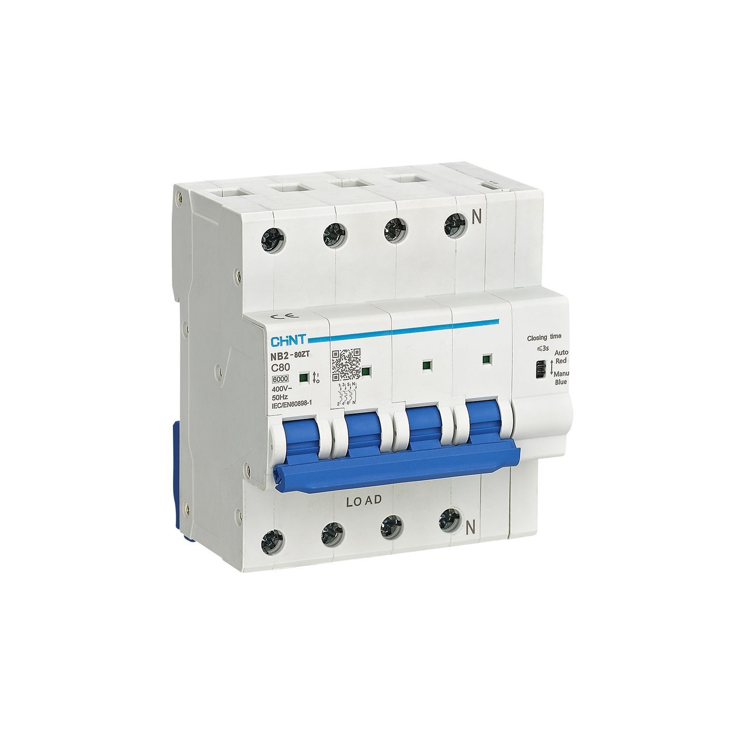 Авт. выкл. NB2-80ZT 3P+N 50А 6кА хар-ка C (R)