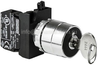 CM-AA21-(CA-C1)-IP65 Кнопка с ключом 0-1, возврат из одного пол.,ключ выним. в полож. 0 (1НО)