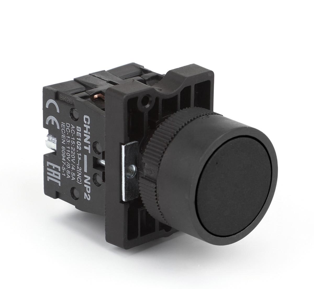 Кнопка управления NP2-EA25 без подсветки черная 1НО+1НЗ IP40