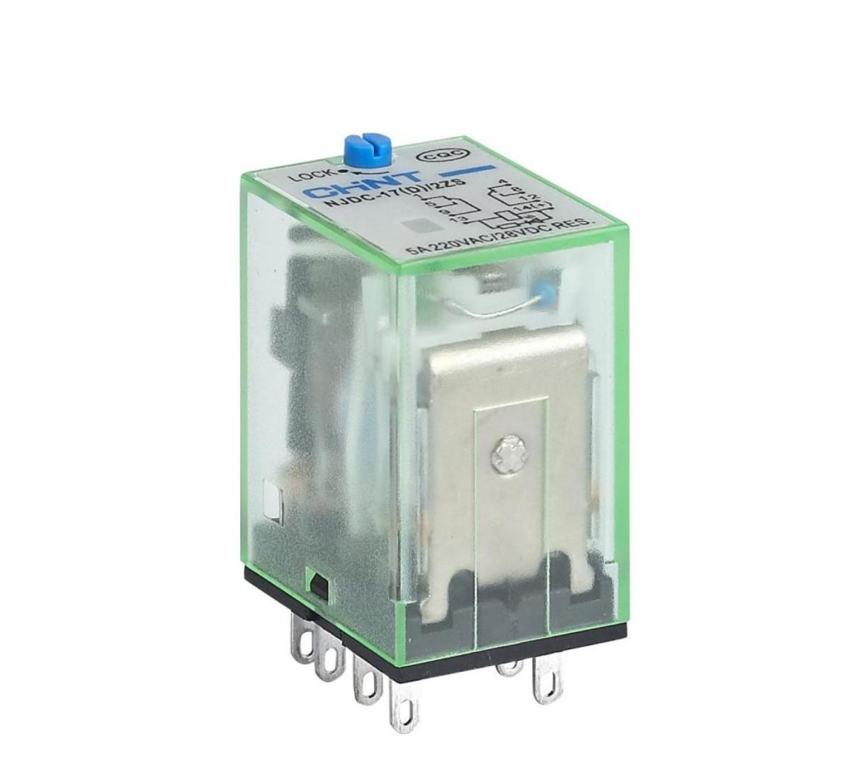 Промежуточное реле с кнопкой тестирования NJDC-17(D)/4ZS 4 конт. с инд. LED 3А AC24В