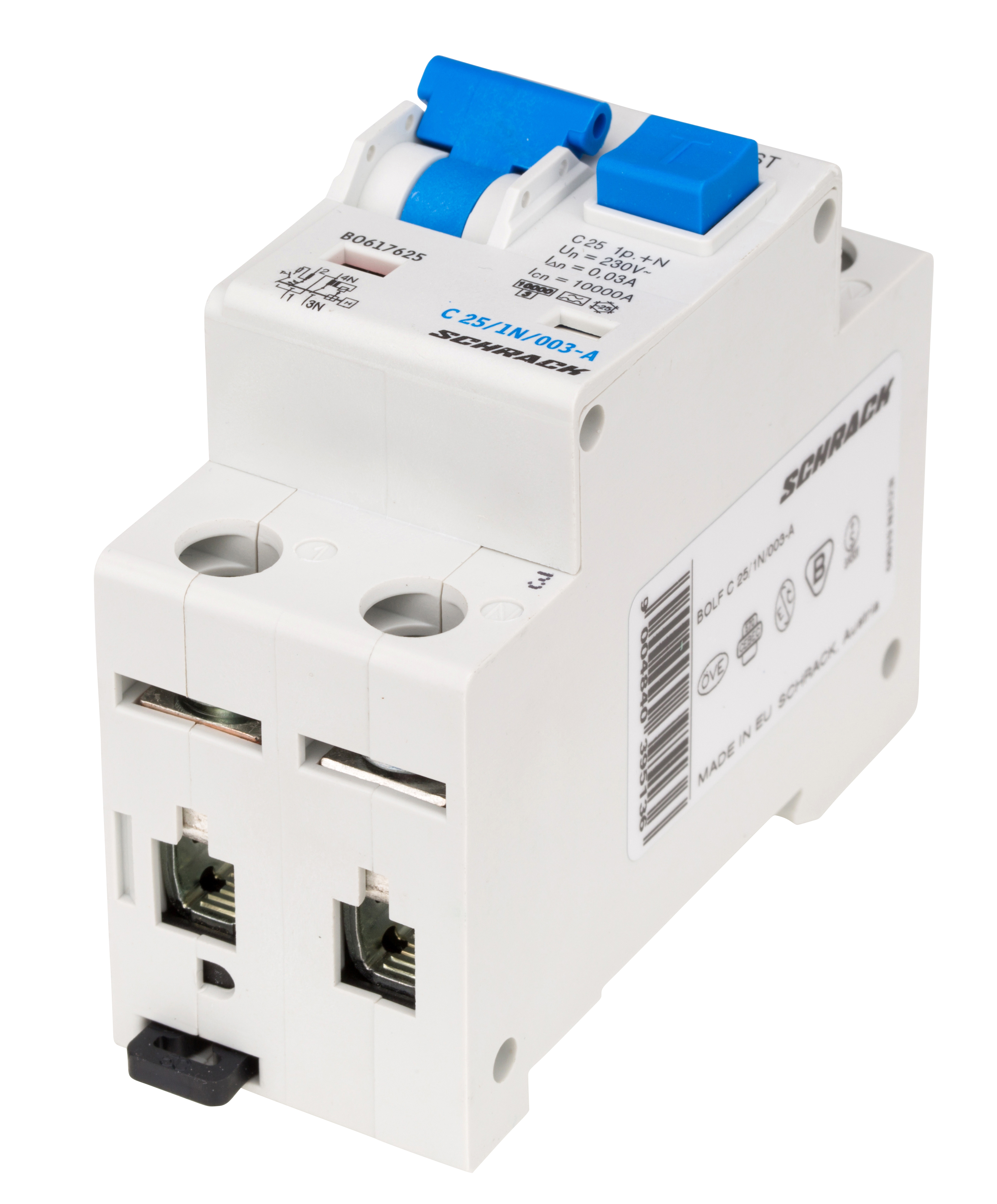 BO 10кА 1P+N С 25A/30mA дифференциальный автоматический выключатель тип А