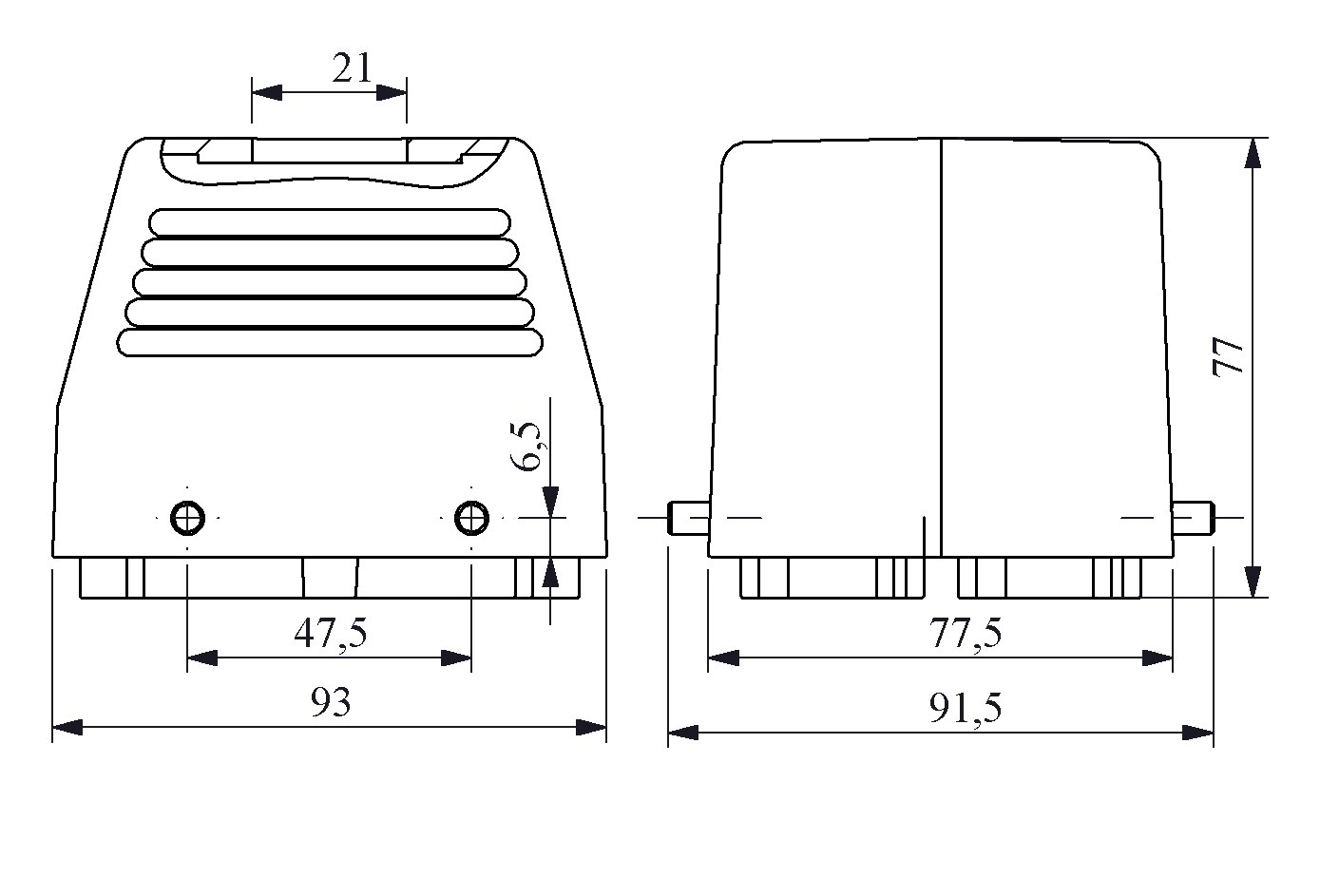 EB-M- 32-FU-30-IP65 Вилка переносная металлическая 32 выводов 16А верхний ввод без фиксатора