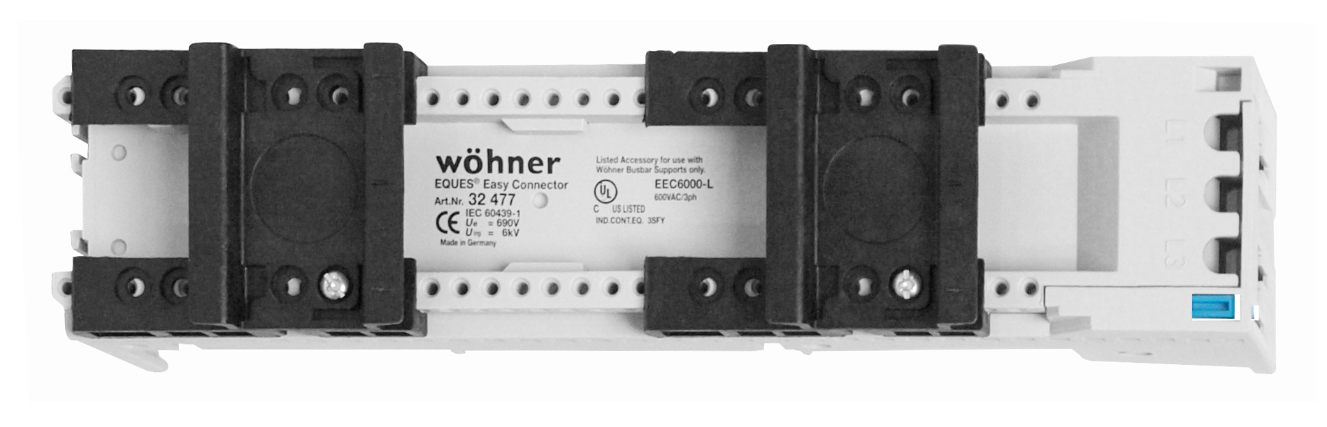 Шинный адаптер EСC без соединения (45х182) для системы шин 60мм, 2 держателя с дин-рейкой 2,5 модуля