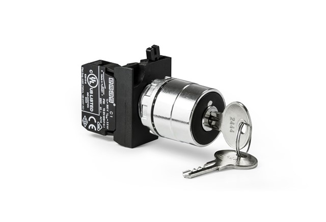 CM-AC20-(CA1C1)-IP65 Кнопка с ключом 0-1 металл 1НО, ключ изым. в полож 0 и 1