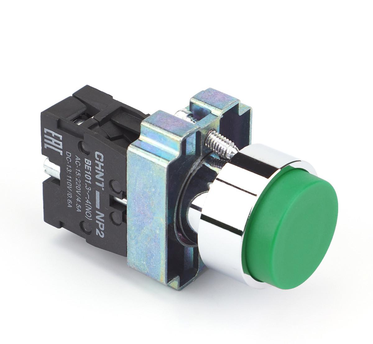 Кнопка управления NP2-BL31 без подсветки, зеленая, 1НО IP40