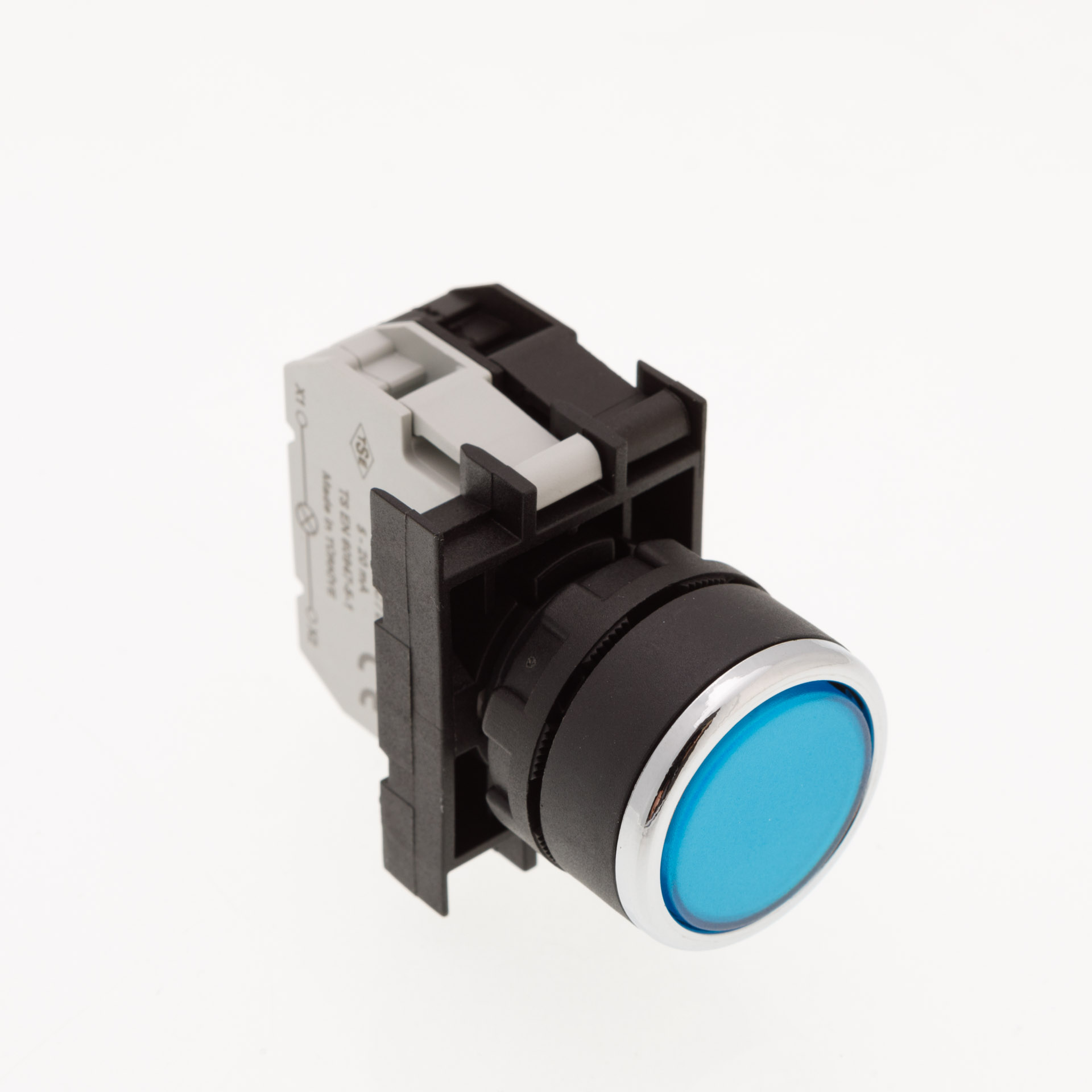 B-D -B-(BA-B1-B7)-IP50 Кнопка круглая нажимная синяя пластиковая LED 12-30V AC/DC (1НО)