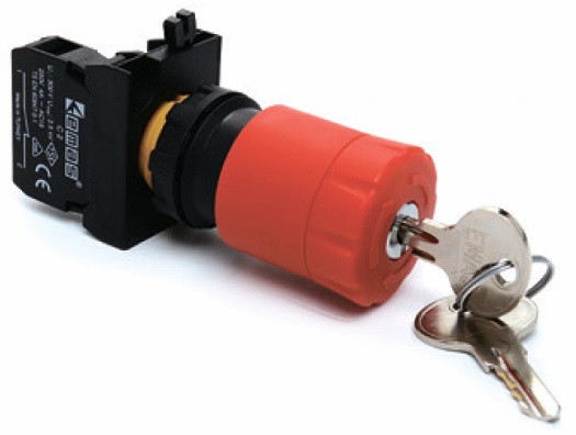 CP-EA30R-KEY-IP65 (CA-C2) Кнопка аварийная красная пластиковая "Грибок" д40 с ключом 1НЗ