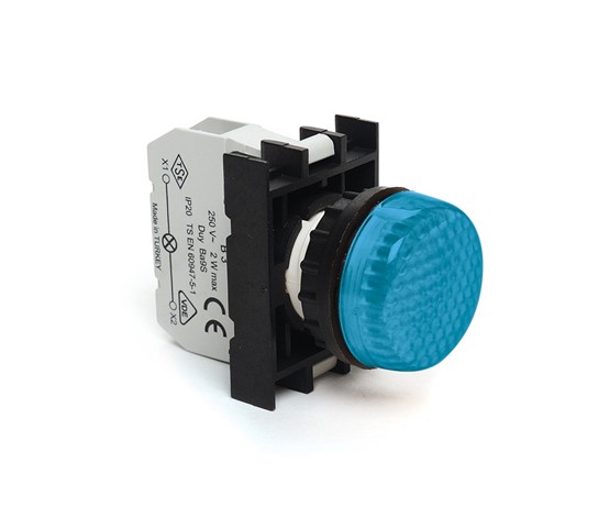 B-X-Ba9S-B-IP50 Сигнальная арматура синяя пластиковая с блок контактом подсветки B3 без светодиода