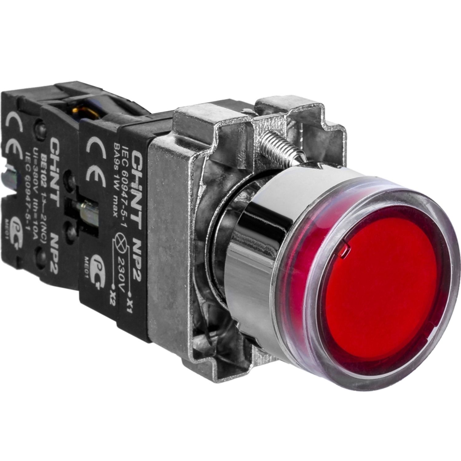 Кнопка управления NP2-BW3461 1НО  красная   AC/DC230В(LED) IP40