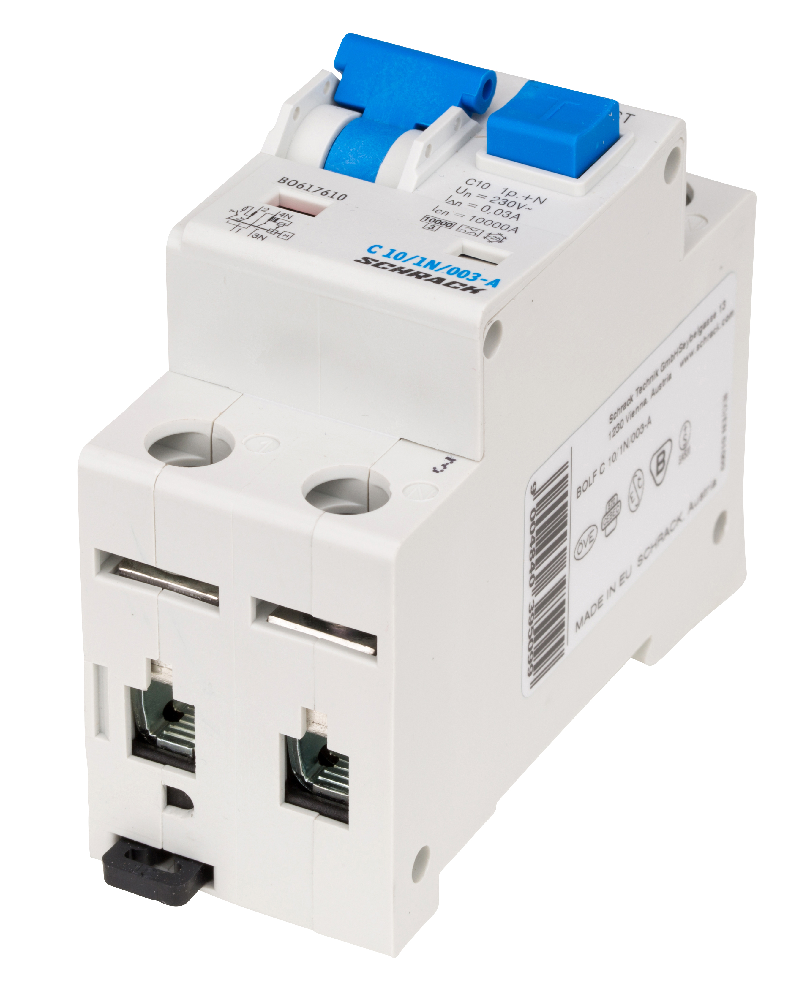 BO 10кА 1P+N С 10A/30mA дифференциальный автоматический выключатель тип А