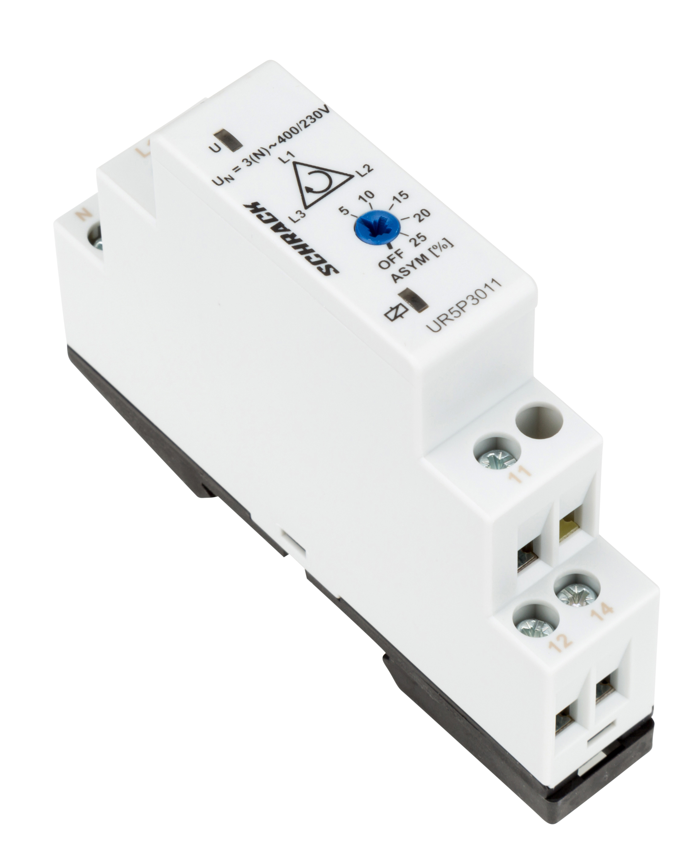 UR5P Реле контроля фаз (N)-L1,L2,L3) 230/400VAC, 5A, 1ПК контакт, контроль последовательности, обрыв