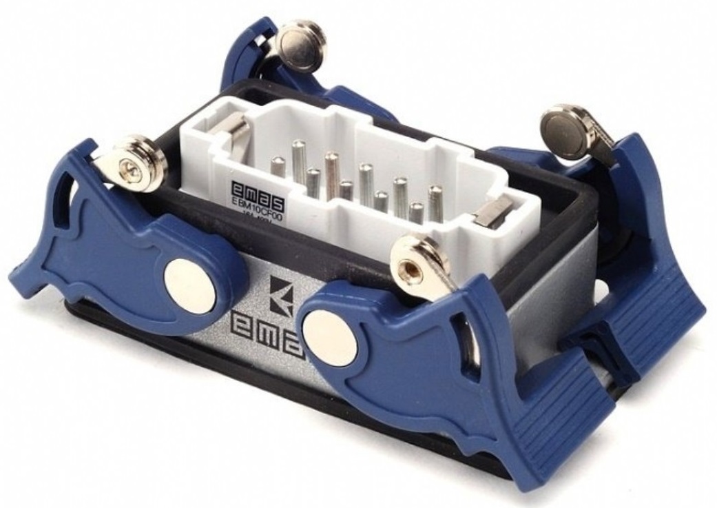 EB-M- 10-FM-44-IP65 Вилка стационарная встраиваемая металлическая 10 выводов 16А нижний ввод 4 фикса
