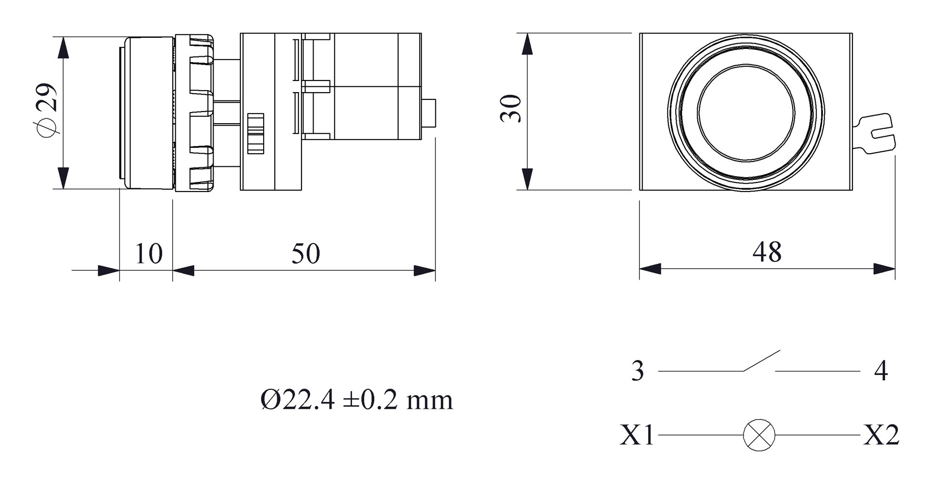 CM-D -G-(CA-C1-CB9)-IP65 Кнопка нажимная зеленая металлическая LED 12-30V AC/DC (1НО)