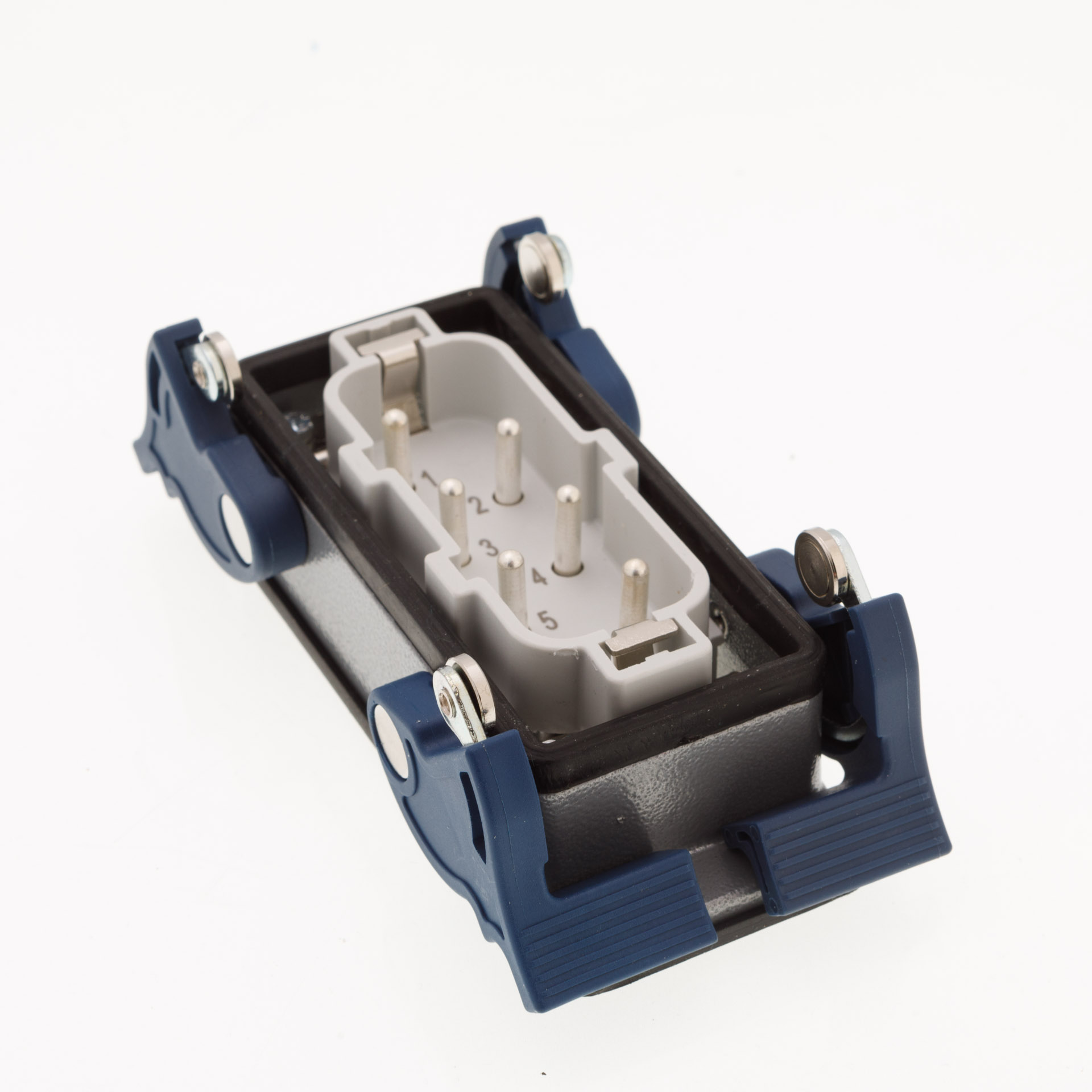 EB-M- 606-FM-44-IP65 Вилка стационарная встраиваемая металлическая 6 выводов 35А нижний ввод 4 фикса