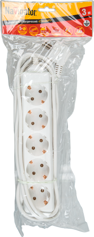 Удлинитель 5 м  5 роз. с заземл. 10А NPE-S-05-500-Е-3x0,75 Navigator 71556