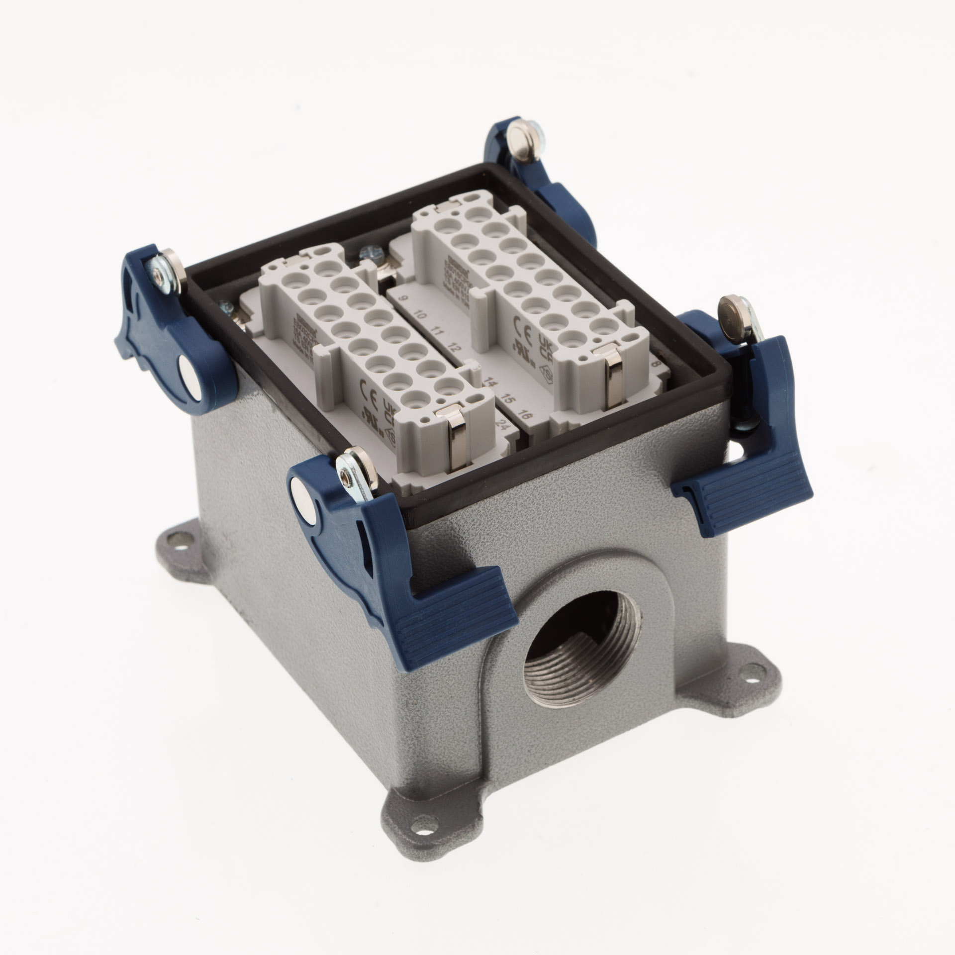 EB-M- 32-PD-24-IP65 Розетка стационарная на плоскость металлическая 32 вывода 16А два боковых ввода                                                   