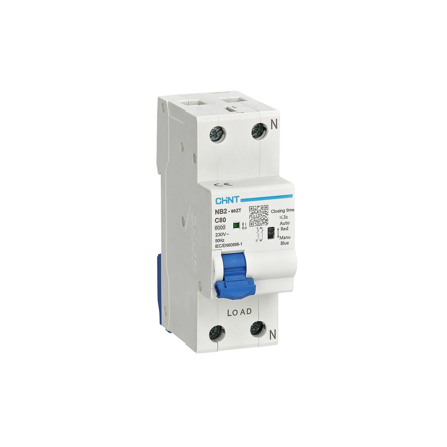 Авт. выкл. NB2-80ZT 1P+N  6А 6кА хар-ка C (R)
