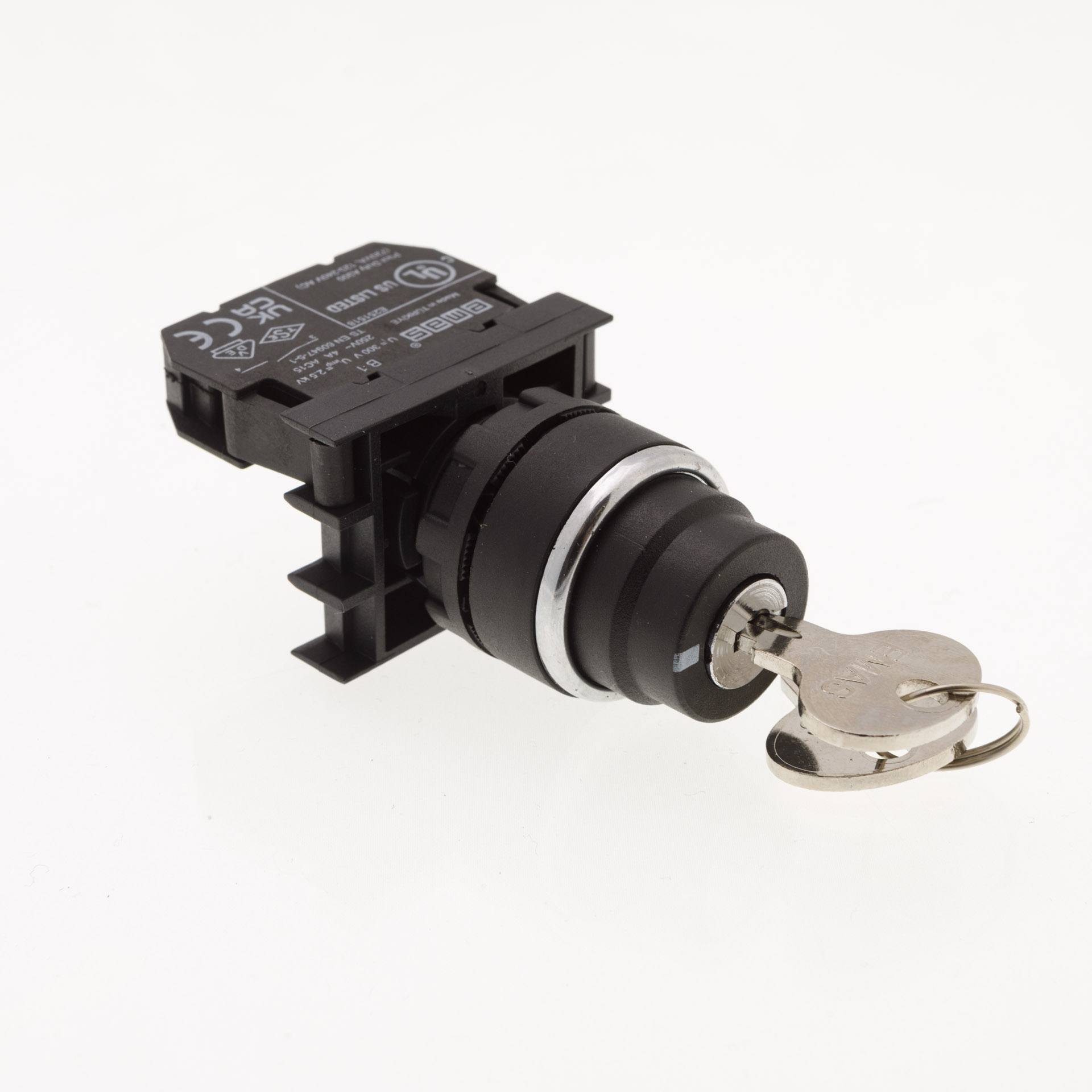 B-AA21-(BA-B1)-IP50 Кнопка с ключом, 2 положения, возвратная,ключ вынимается в положении 0 (1НО)