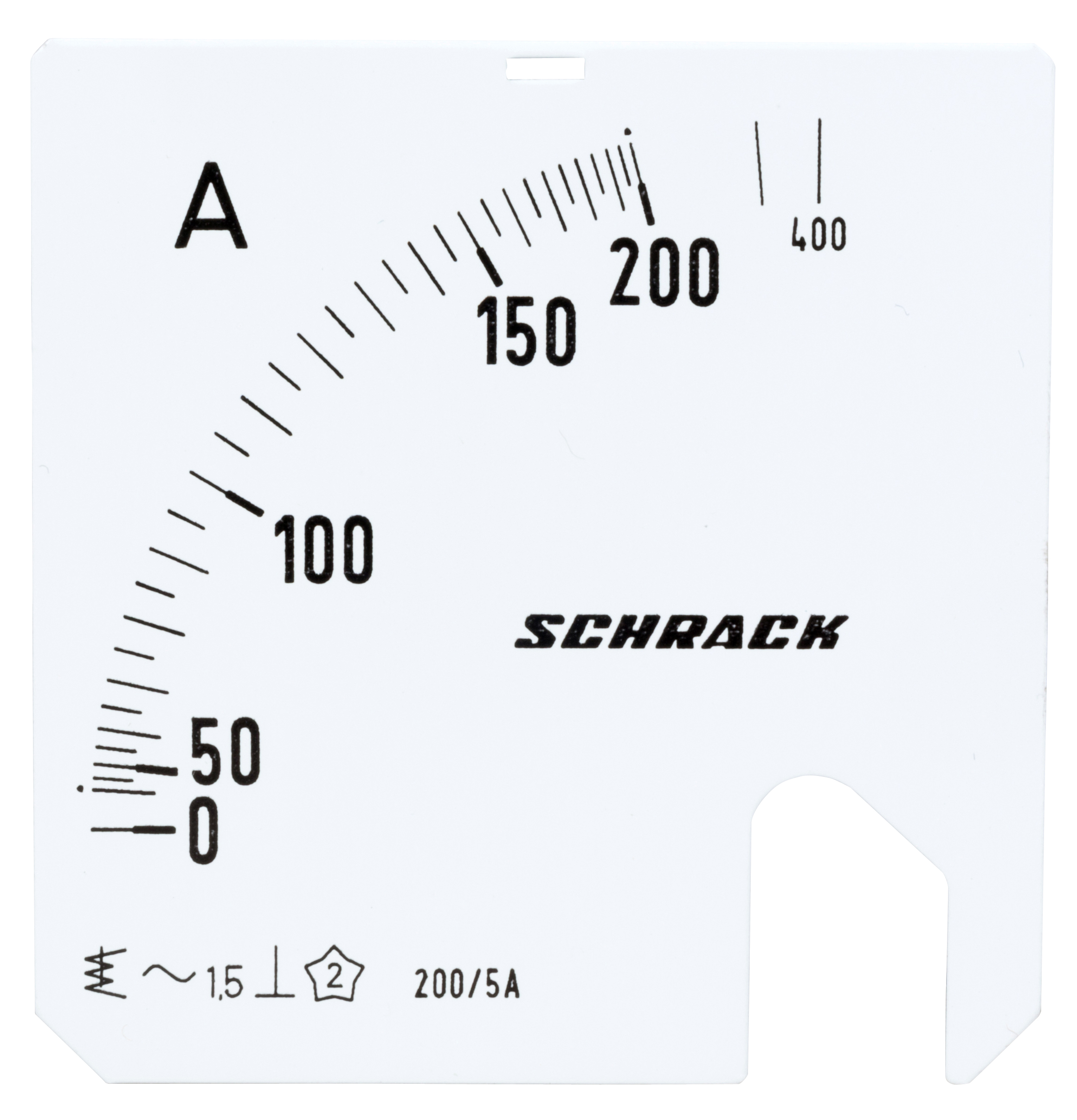 MGF Шкала амперметра 72х72,  200/400/5A, SCHRACK