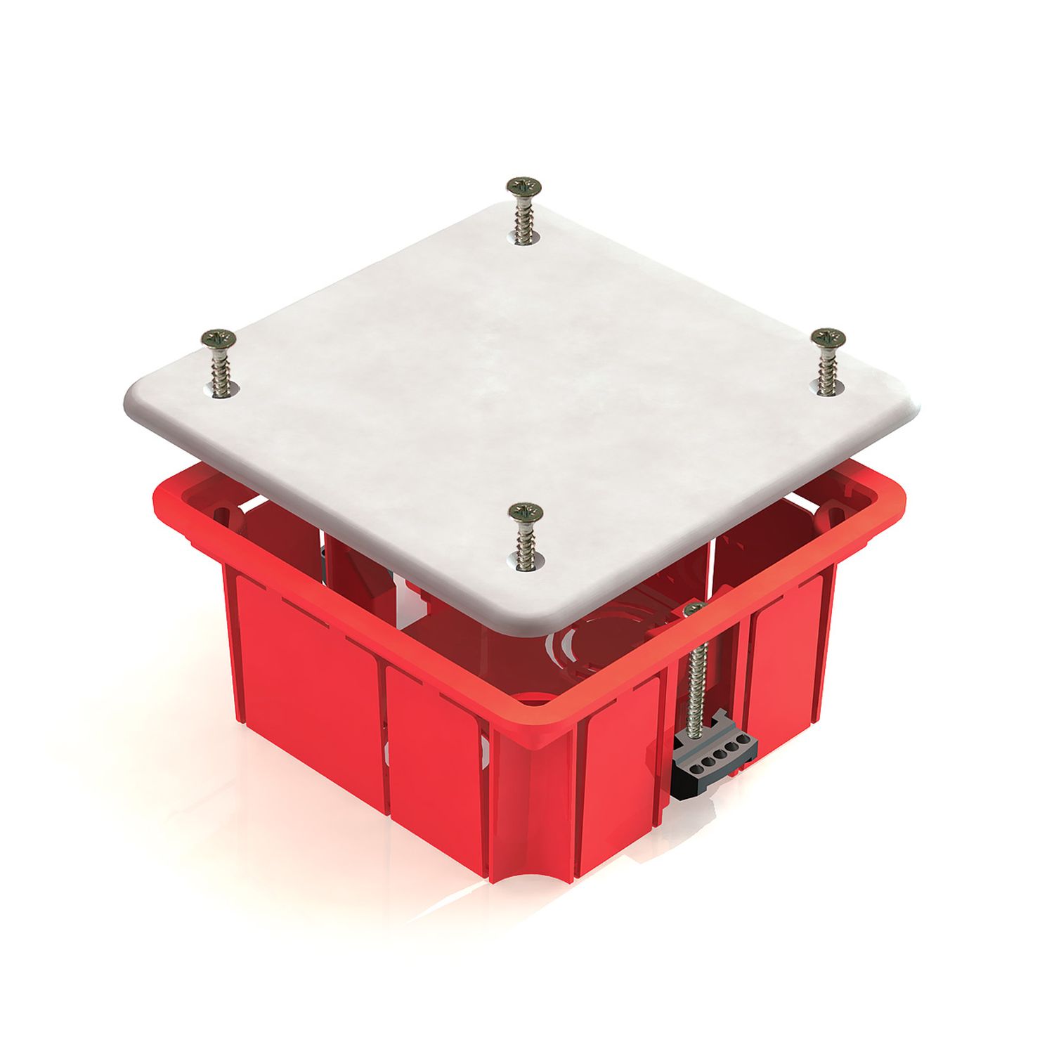 Коробка распаячная для скрытого монтажа в полых стенах 92х92х45мм (с пластиковыми зажимами)